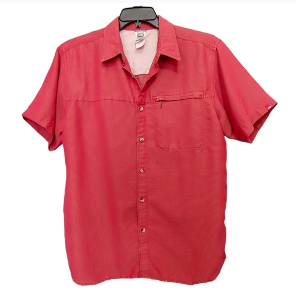 The North Face Rust Orange Modal Short Sleeve Collared Button Down Size Large - Picture 1 of 7